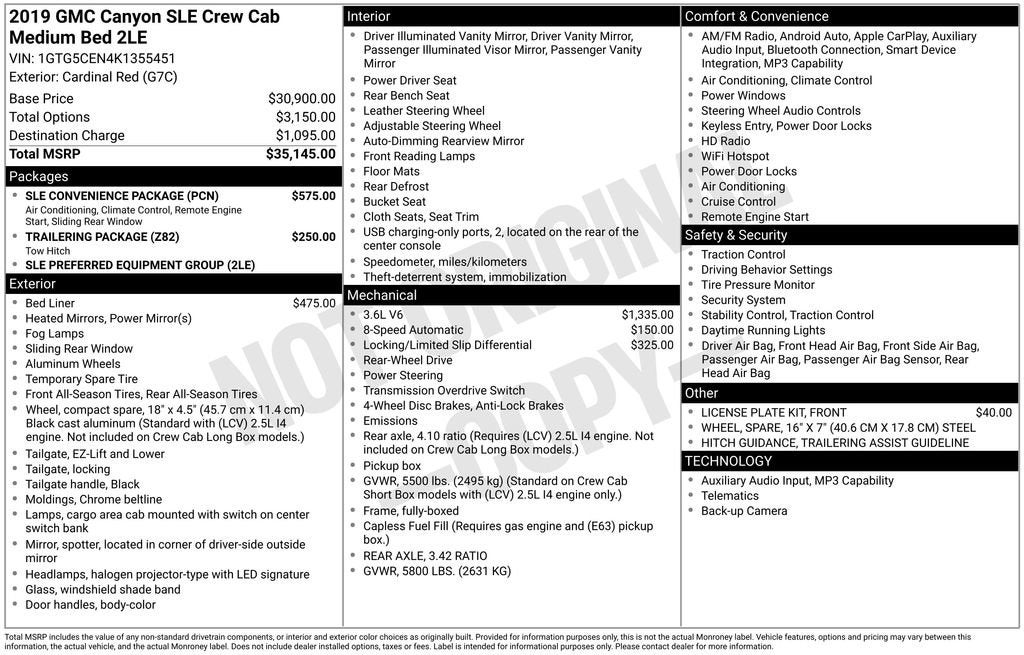 2019 GMC Canyon 2WD SLE
