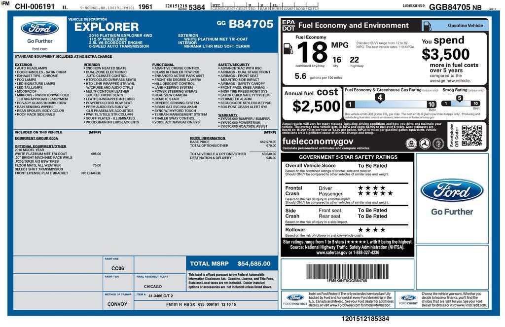 2016 Ford Explorer Platinum