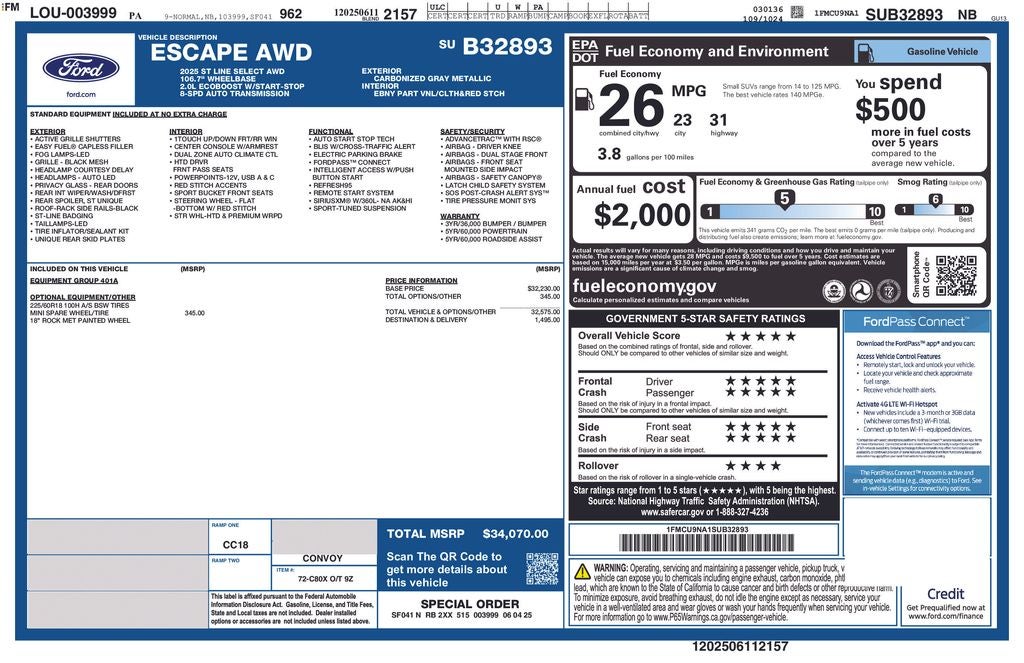 2025 Ford Escape ST-Line Select