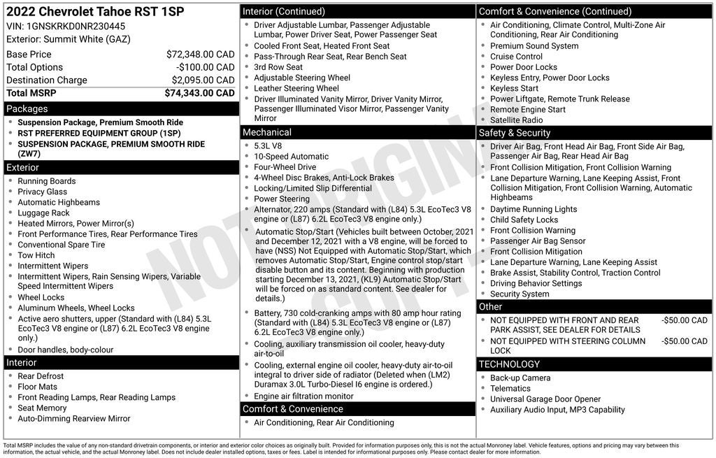 2022 Chevrolet Tahoe RST