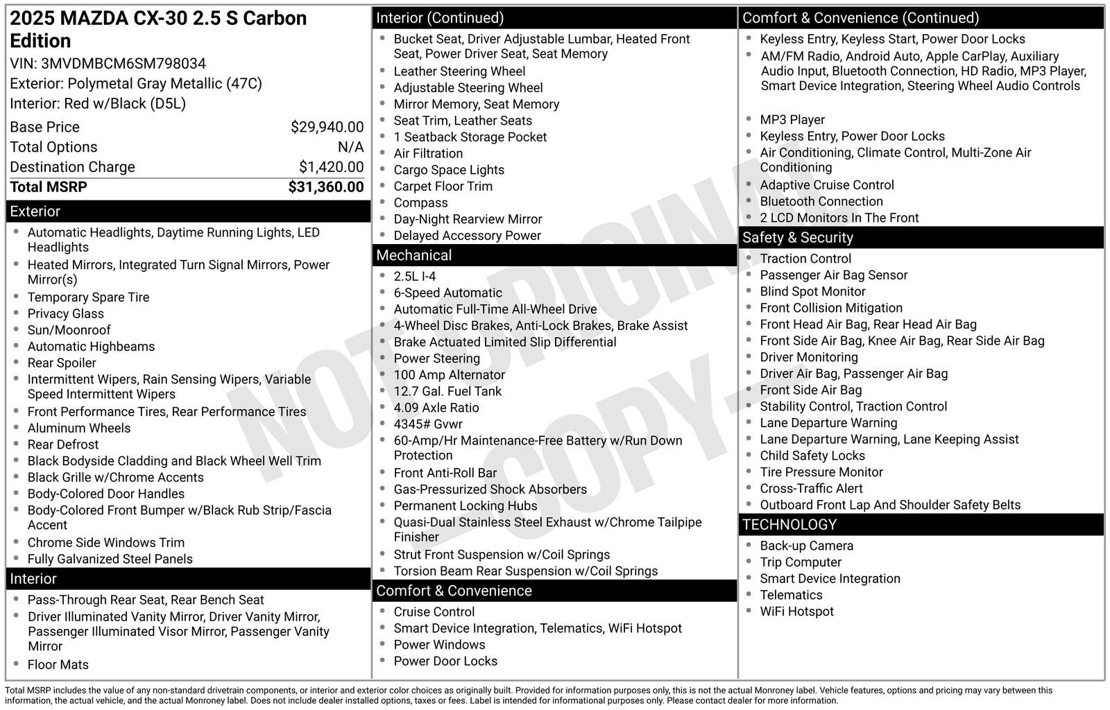 2025 Mazda Mazda CX-30 2.5 S Carbon Edition
