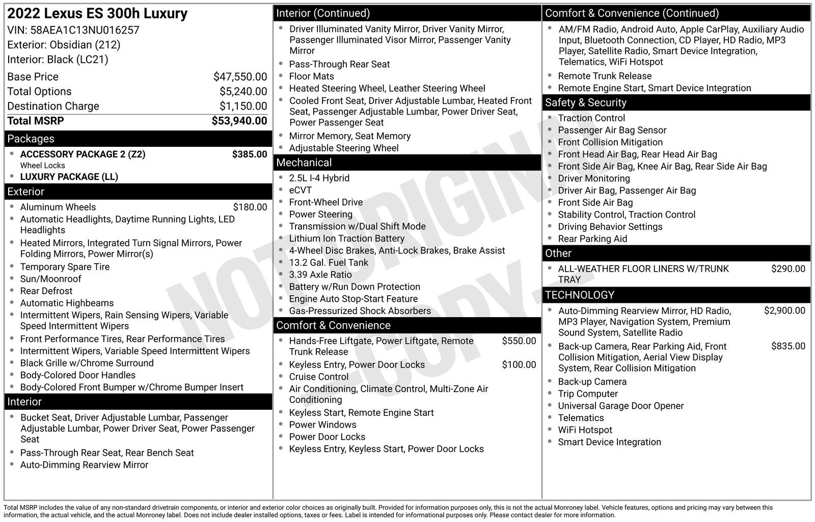 2022 Lexus ES 300h Luxury